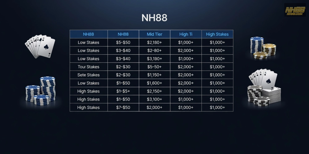 Bảng giá chi tiết các gói live casino nh88 cập nhật 2025 với mức cược linh hoạt