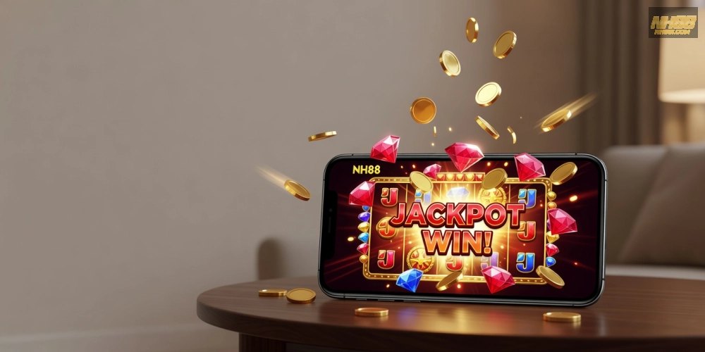 Minh họa khái niệm game nổ hũ với jackpot hấp dẫn trên nền tảng NH88 uy tín