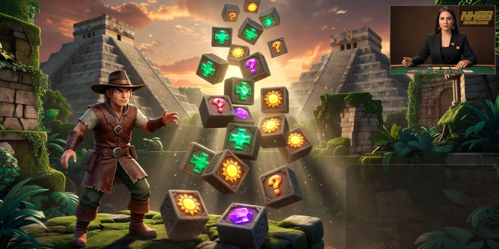 Hình ảnh gameplay Gonzo's Quest Live trên nh88 với hiệu ứng avalanche hấp dẫn