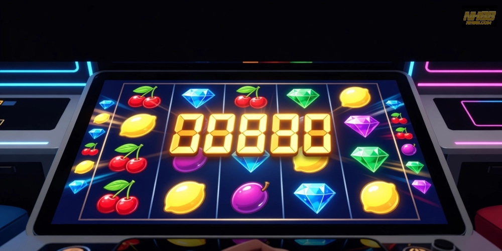 Khái niệm quay nổ hũ nh88 được minh họa qua giao diện game hấp dẫn và jackpot lớn